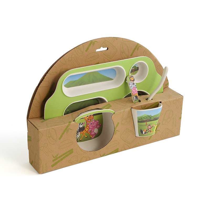 Square five piece bamboo and powder children's set